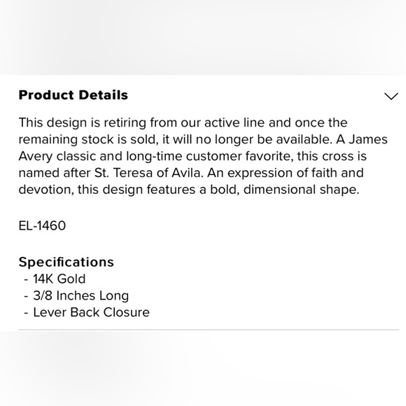 EUC 14k GOLD JAMES AVERY ST..TERESA CROSS - Picture 3 of 3